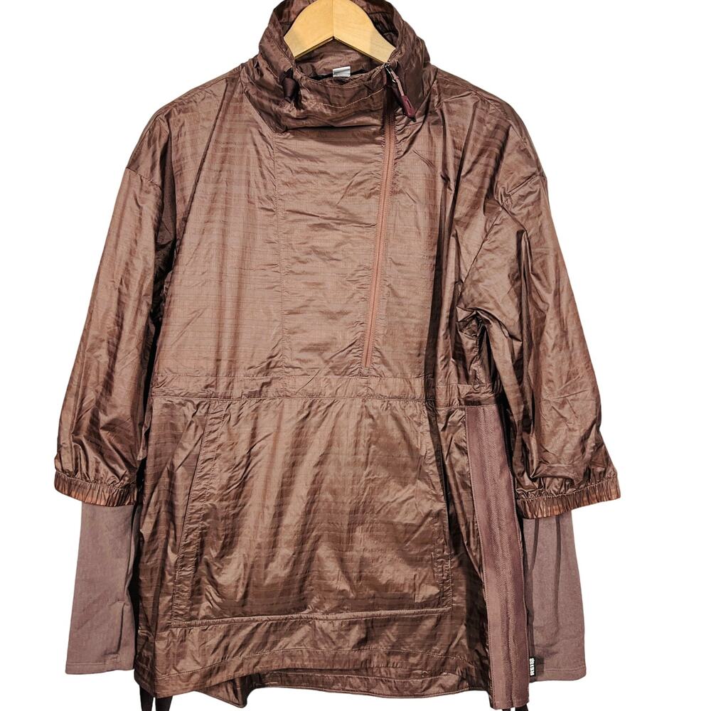 REI Half Zip Pullover Windbreaker Mock Neck Tie Side Outdoor Active Brown -S